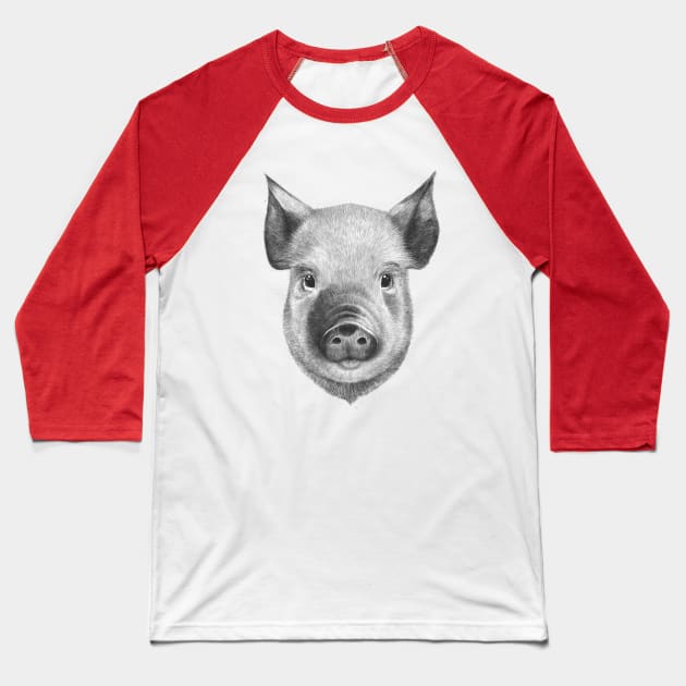 Pig Baseball T-Shirt by kodamorkovkart